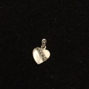 925 mother of pearl and Marcasite heart pendant